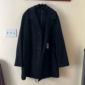 Pronto Uomo Men’s Wool Blend Coat 3XT Black New